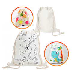DIY兒童彩繪束口袋帆布背包(可水洗)(空白)