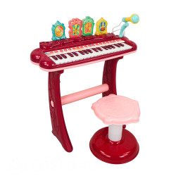 兒童早教多功能立式37鍵閃光音樂電子琴(椅子+麥克風+USB供電)(8837)