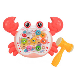 聲光幼兒早教螃蟹造型打地鼠機(打地鼠+學習+彈琴三模式)(9803)