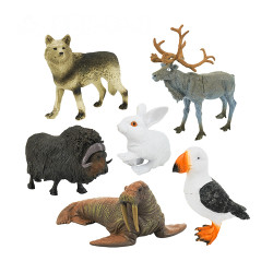 6入仿真極地動物模型(大隻)(北極鳥海鸚版)(安全塑料)