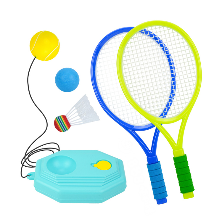 兒童3合1球類運動(羽球+軟網球+塑料球)(附雙球拍)(露營遊戲)(501B)