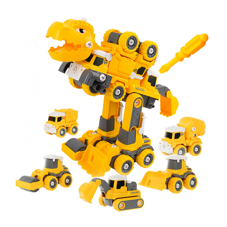 5合1組裝DIY工程車恐龍變形機器人(組裝拆解練習)(908A)