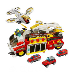 未來世界移動式變形消防救援站(聲光+可噴水+附小車直升機)(6032)