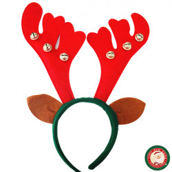 可愛麋鹿角造型聖誕髮箍(帶耳朵+大鈴噹)(大人小孩皆可戴)